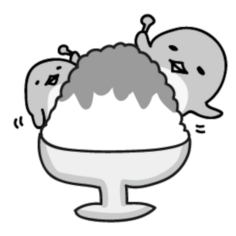 暑中見舞い イラスト 無料 フリー かき氷 白黒 かわいい