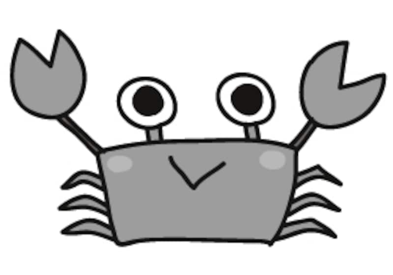 暑中見舞い イラスト 無料 フリー かに 白黒 かわいい