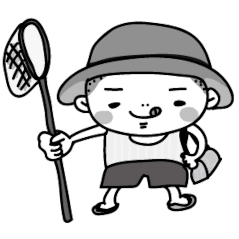 暑中見舞い イラスト 無料 フリー 虫取り 白黒 かわいい