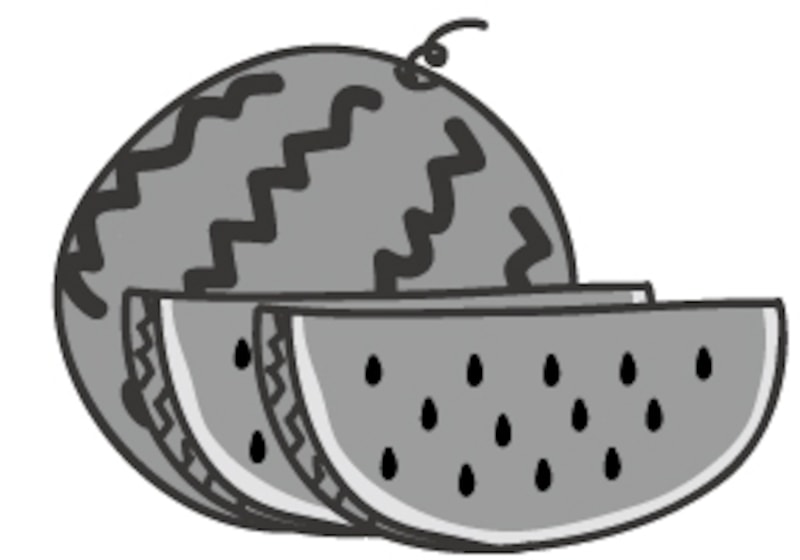 暑中見舞い イラスト 無料 フリー すいか 白黒 かわいい