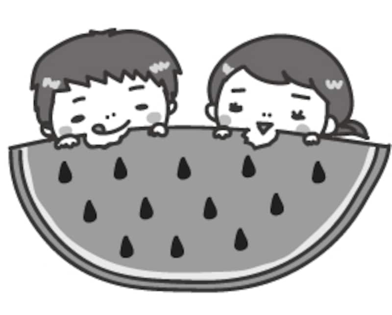 暑中見舞い イラスト 無料 フリー 子どもたち 白黒 かわいい