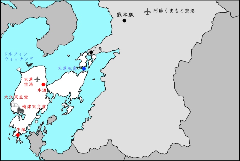 天草島内の地図