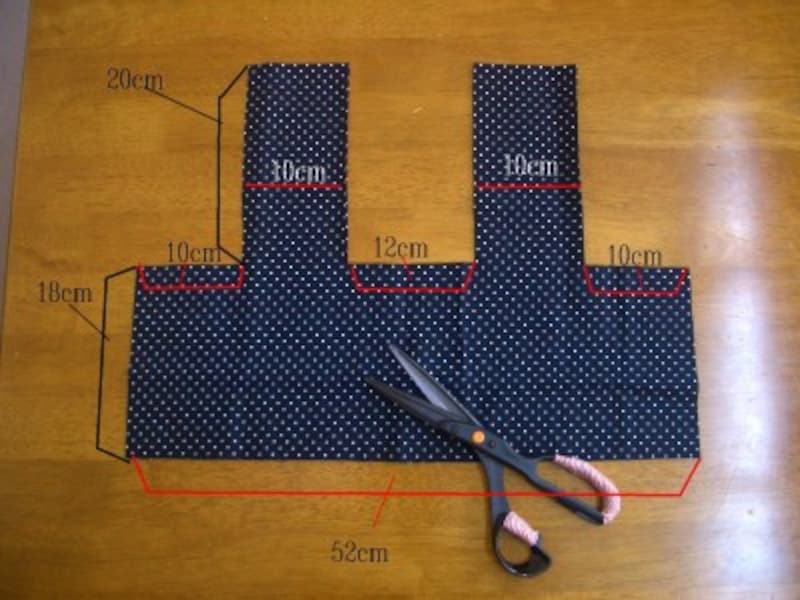 内側布の裁断サイズ