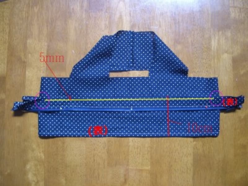 内側布にファスナーを縫いつける