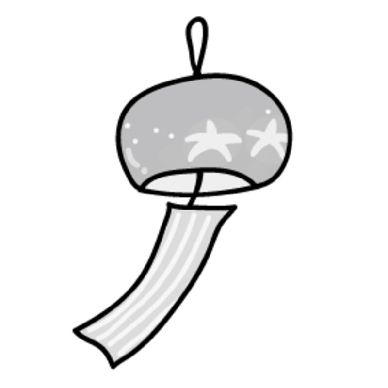 【モノクロ】優しい音で涼しくさせてくれる風鈴です。