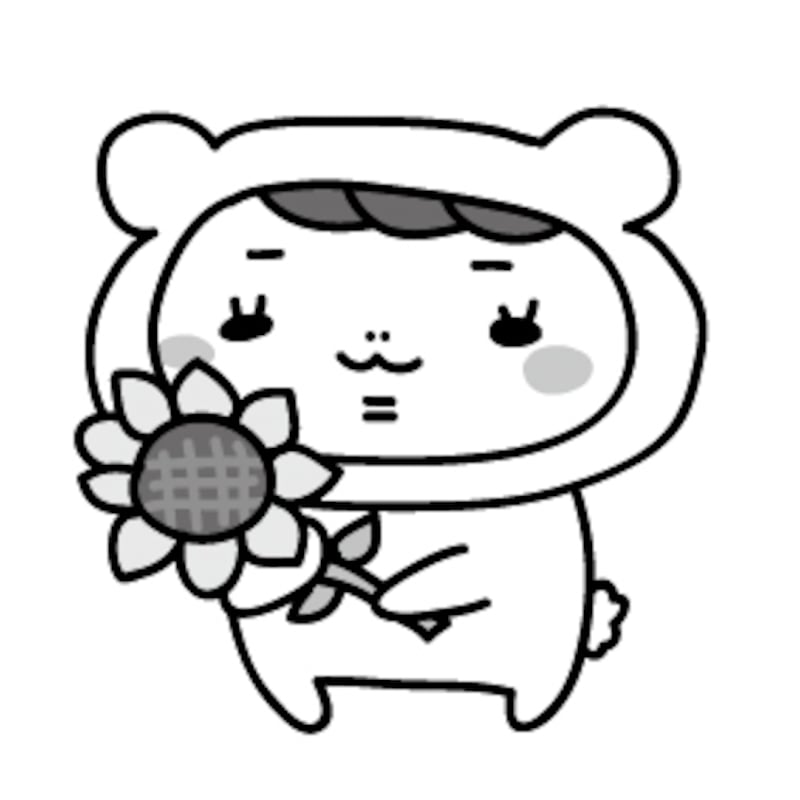 【モノクロ】シロクマの着ぐるみを着た女の子です。