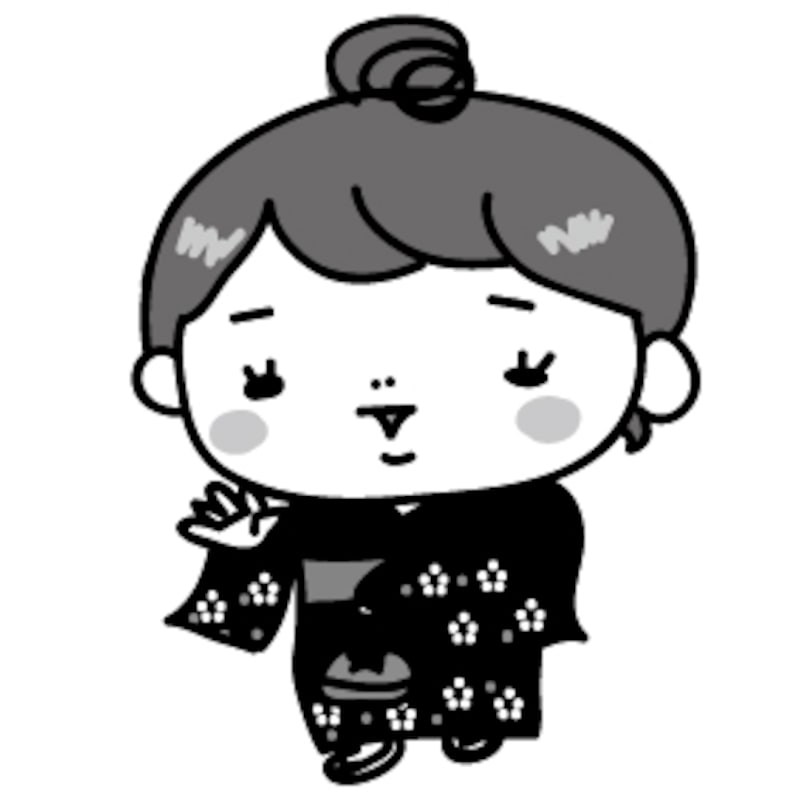 【モノクロ】浴衣を着て、ちょっとはにかんでいる女の子です。