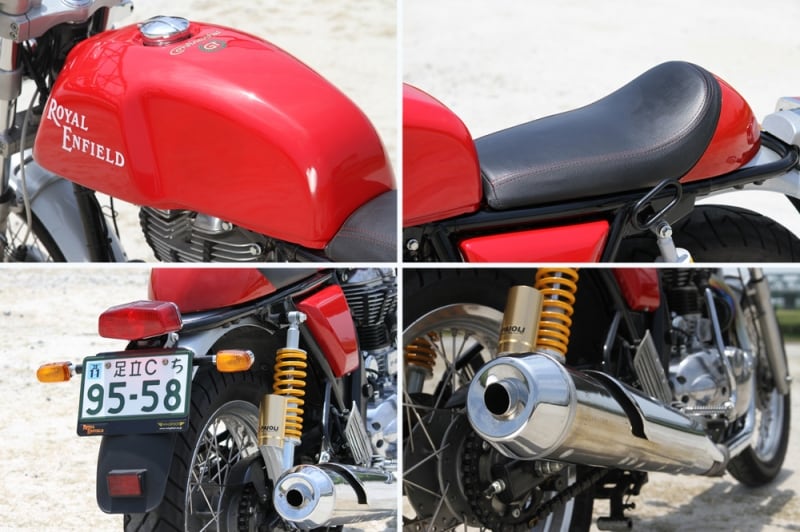 往年のカフェレーサーの伝統を受け継ぐフューエルタンクやシートカウルのデザインなど、見どころは尽きない。