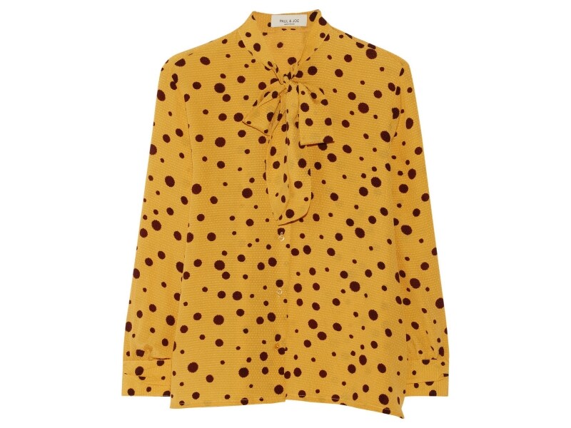 PAUL & JOE/Yseult printed Swiss-dot silk-georgette blouse(マリーゴールド&クラレット)