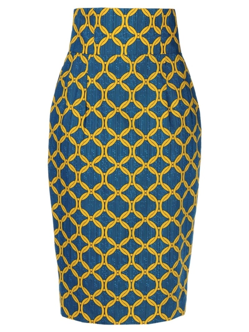 Stella Jean/3/4 length skirt(ターコイズ)