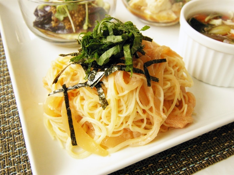 明太子とイカの冷製パスタ