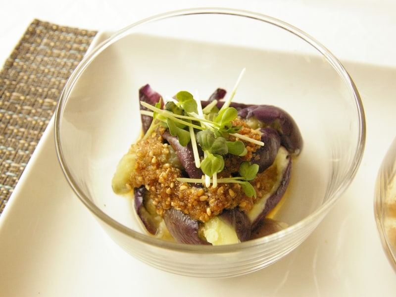 蒸しナスのごまだれ