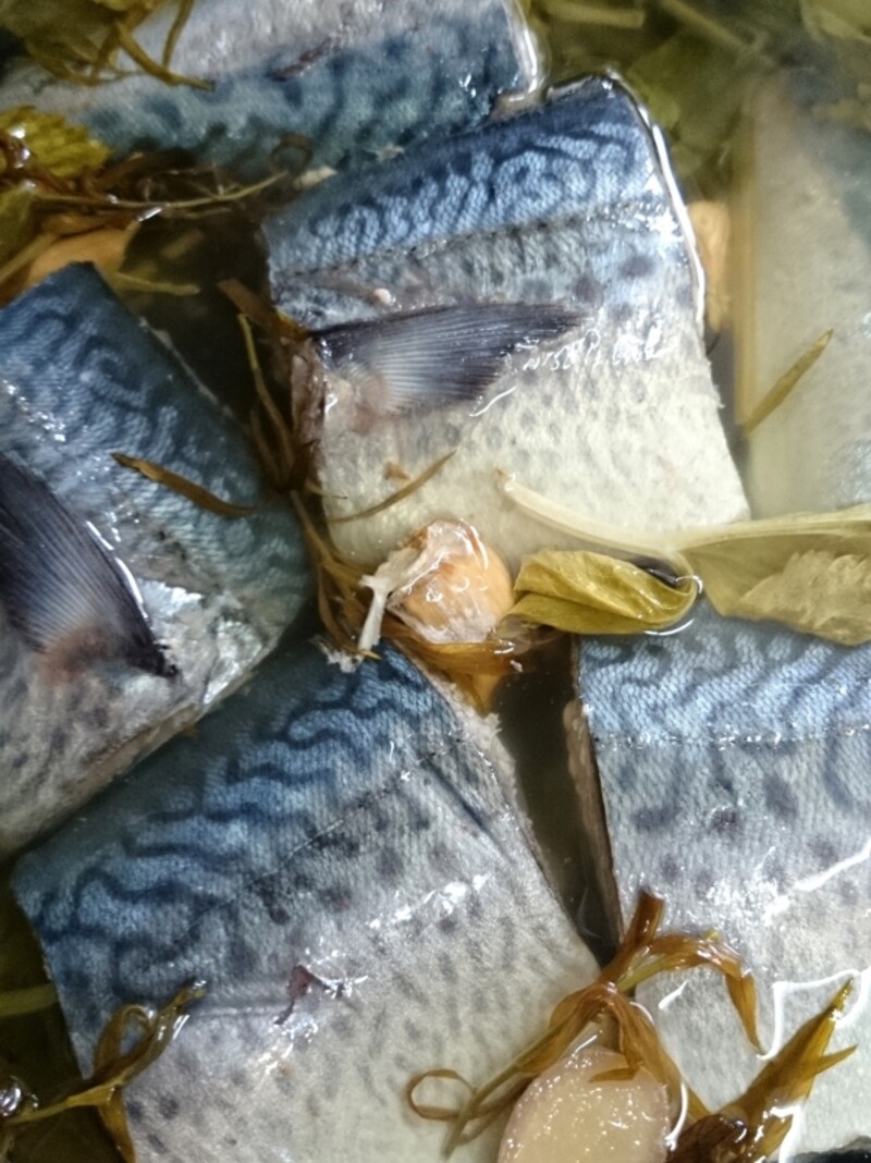 定温のハーブオイルで煮る