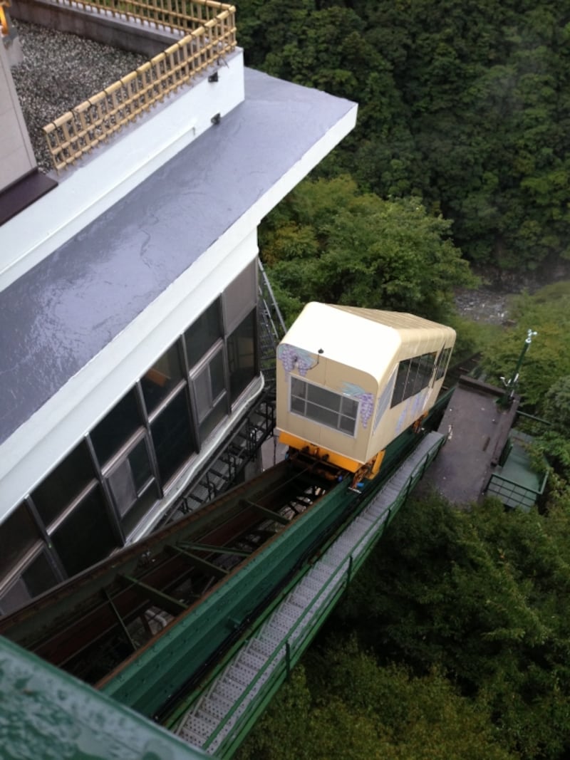 ケーブルカーで温泉に