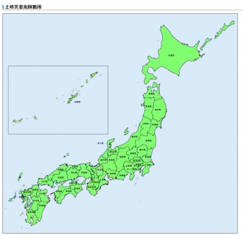 【図3】全国の土砂災害危険箇所のデータにリンクしているハザードマップ（出典：国土交通省砂防部）