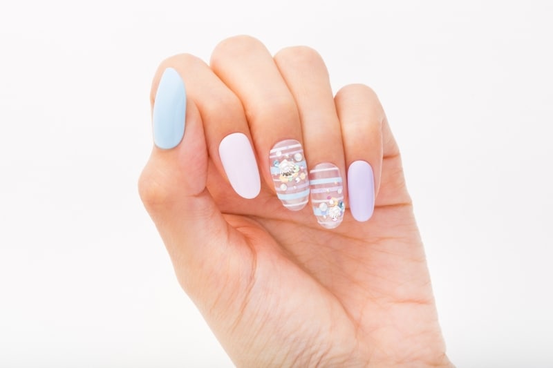 パステルで作るボーダーで女っぽく