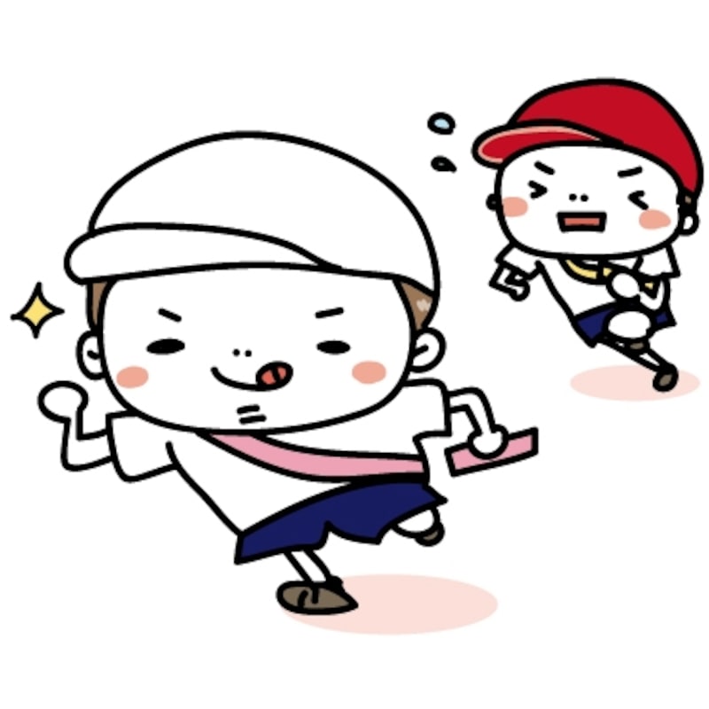 かけっこ　運動会　イラスト　カラー　かわいい