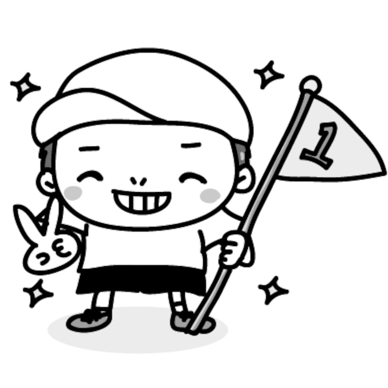 男の子　運動会　イラスト　白黒　かわいい