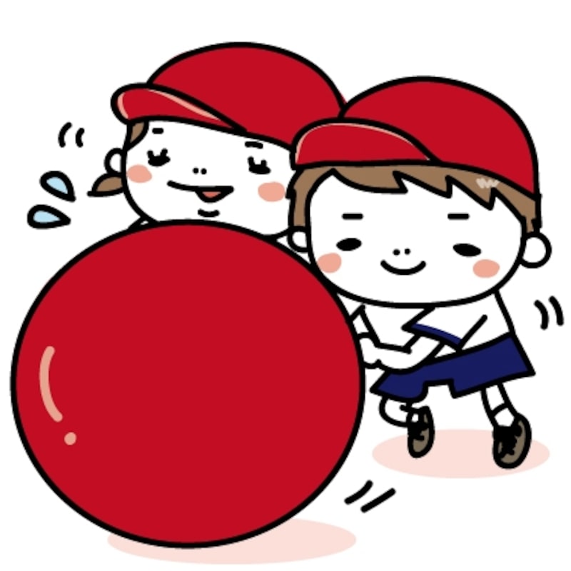 大玉転がし　運動会　イラスト　カラー　かわいい