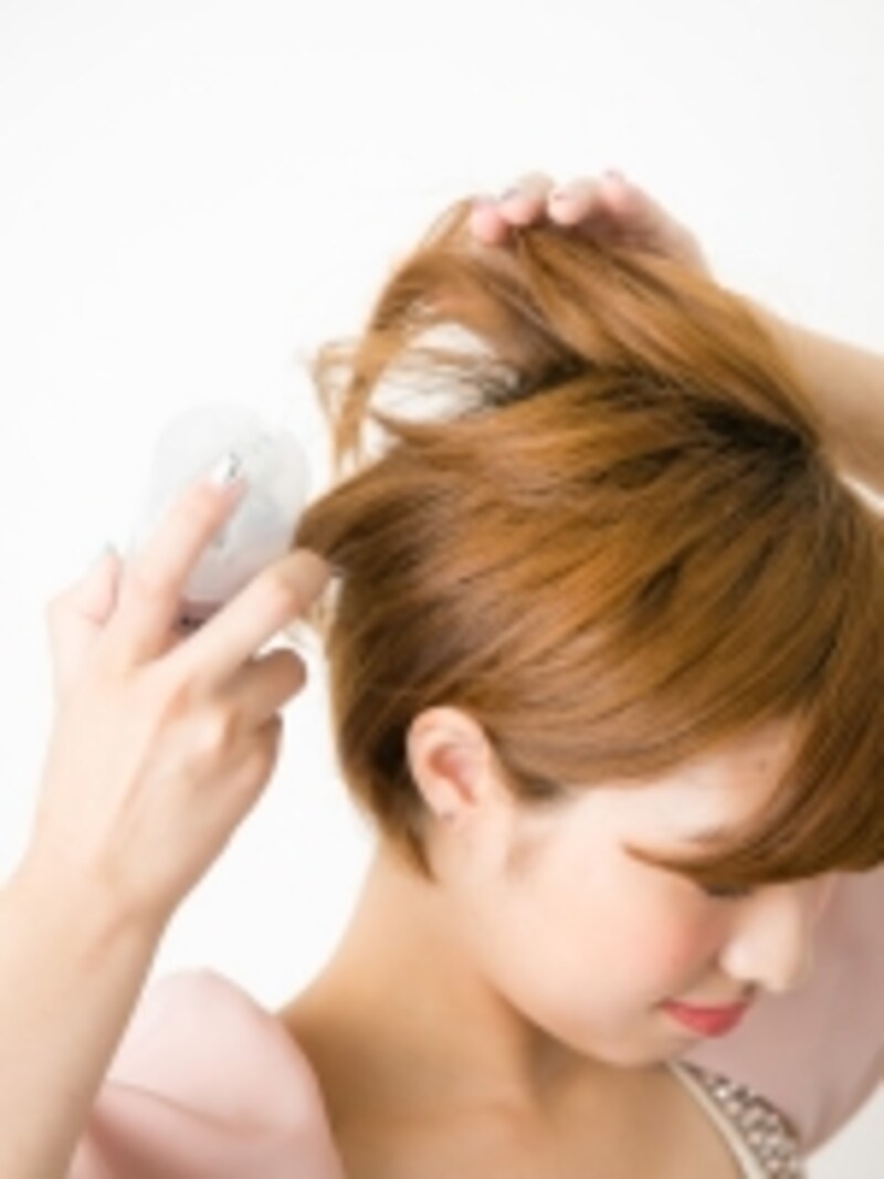 トップや差影を立てたところはスプレーでふんわりと