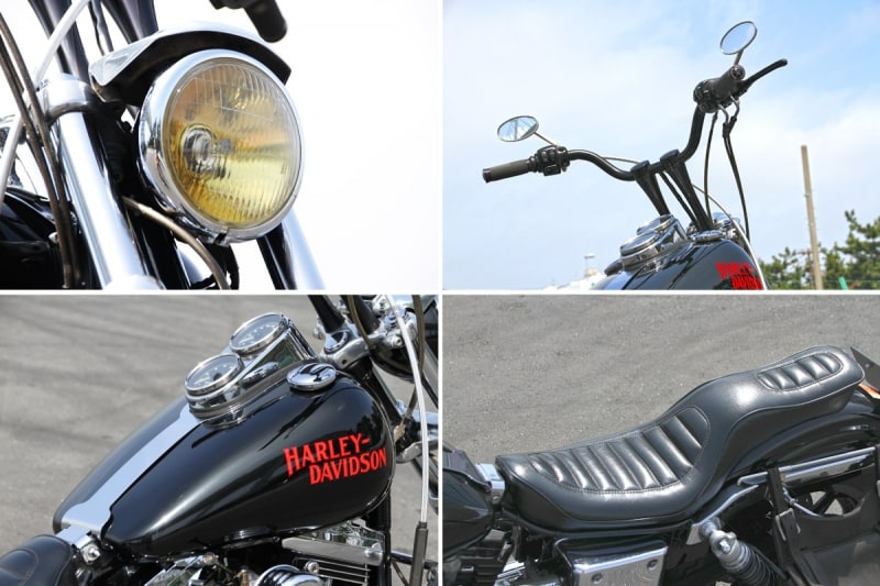 うずたかく持ち上げられたハンドルにビンテージ系パーツ、そして攻撃的なマフラーからイメージされるのは“攻めるチョッパー”!