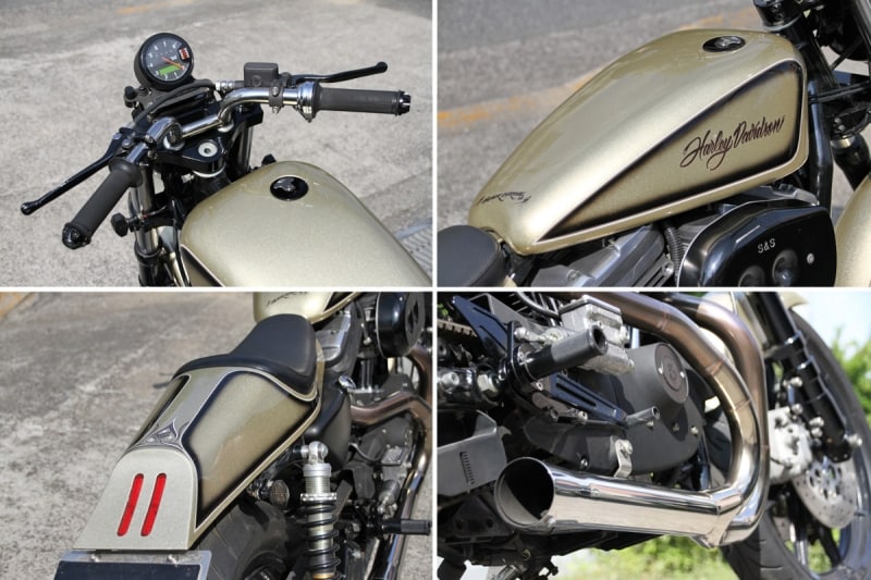 ワンオフのハンドルバーにフューエルタンク、そして独特のデザインのリアフェンダーと、個性がにじみ出ています!