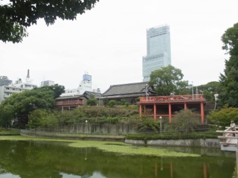 あべのハルカスと河底池。