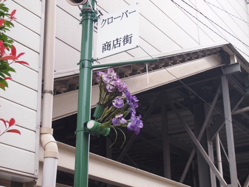 生花がある街路灯は珍しい