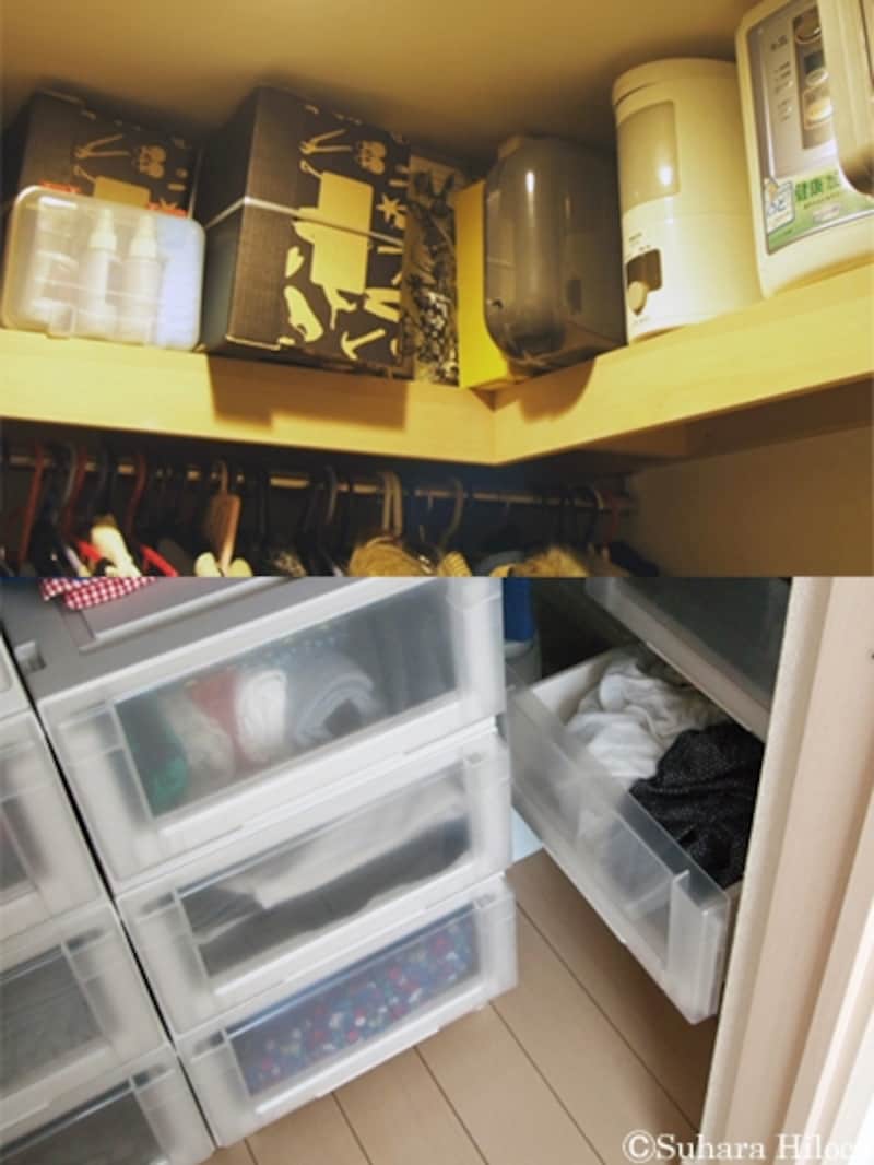 家電、季節飾りの収納法とウォークインクローゼット