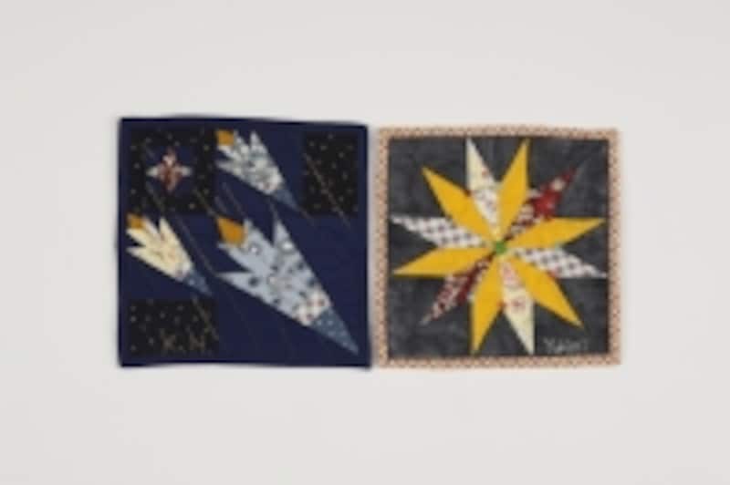 星のチャレンジキルトの応募作品。伝統的なパターンを使って。左undefined堀内久美子undefined右undefined宮口雪美undefined