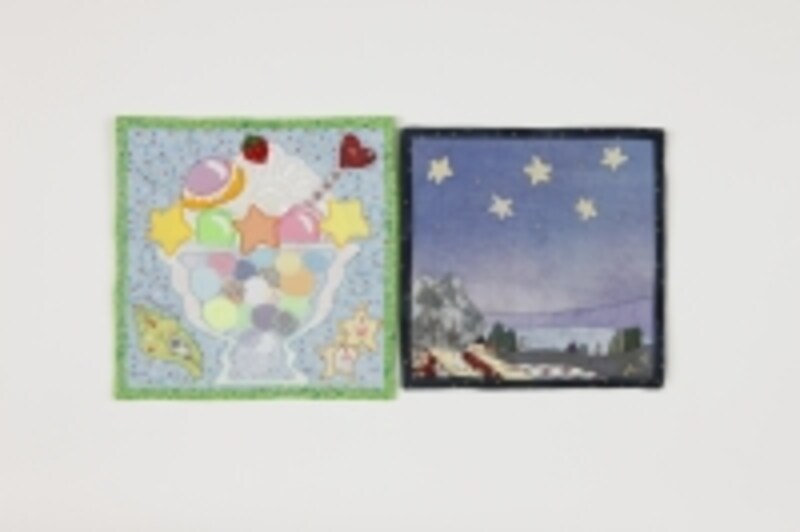 星のチャレンジキルトの応募作品。絵のような表現。左undefined山室富士子undefined右undefined田中眞知子