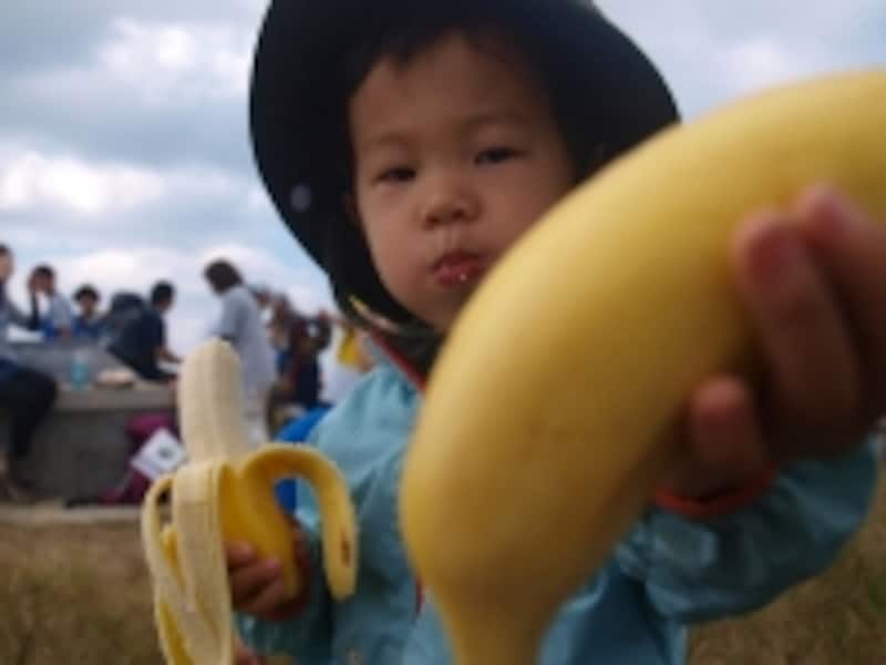 山頂でバナナ