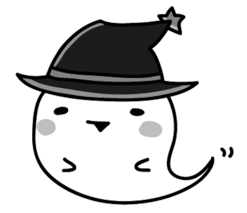 おばけ　ハロウィン　イラスト　白黒　かわいい
