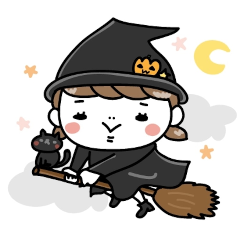 魔女　女の子　ハロウィン　イラスト　カラー　かわいい