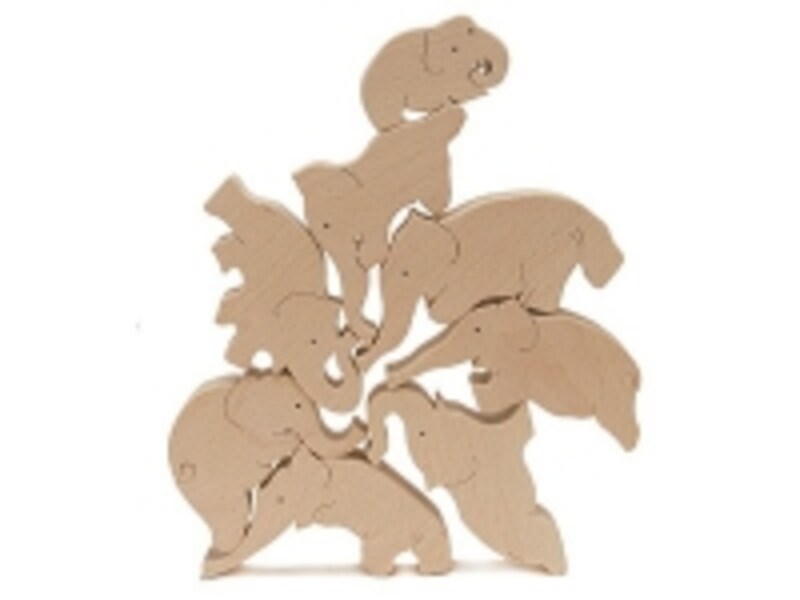 8頭のゾウのおもしろ積み木「ゾウのサーカス」