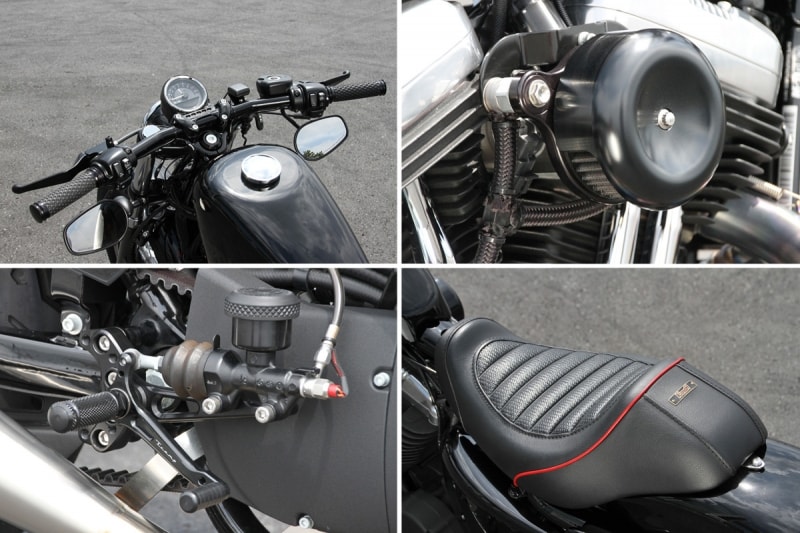 攻撃的なドラッグバーとしつつ、快適性の高いK&H製シートにバックステップを導入し、フォーティーエイトの不要なクセを取り除いています。