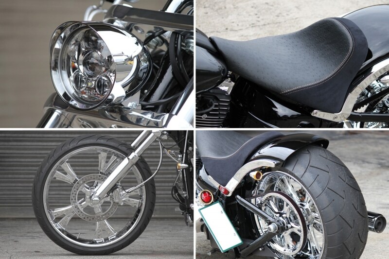 最新のLEDヘッドライトに部位の生地を使い分けたオリジナルシート、そしてインパクト大のリアエンドを演出！