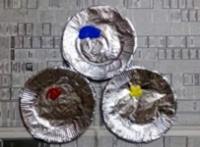 ホイルをかぶせた紙皿パレット