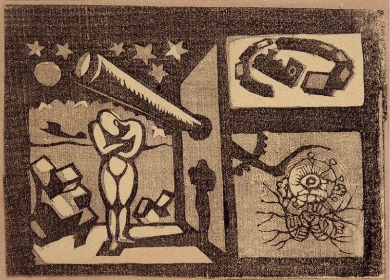 《瞑想氏》(『白と黒』41号)1933年 木版 個人蔵