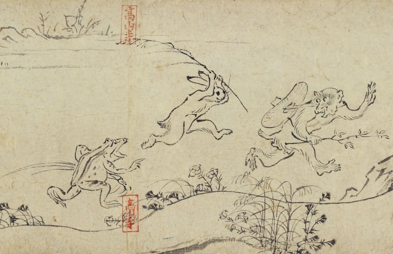国宝 鳥獣人物戯画(甲巻)平安時代 《後期展示場面:11月5日~11月24日》(部分)