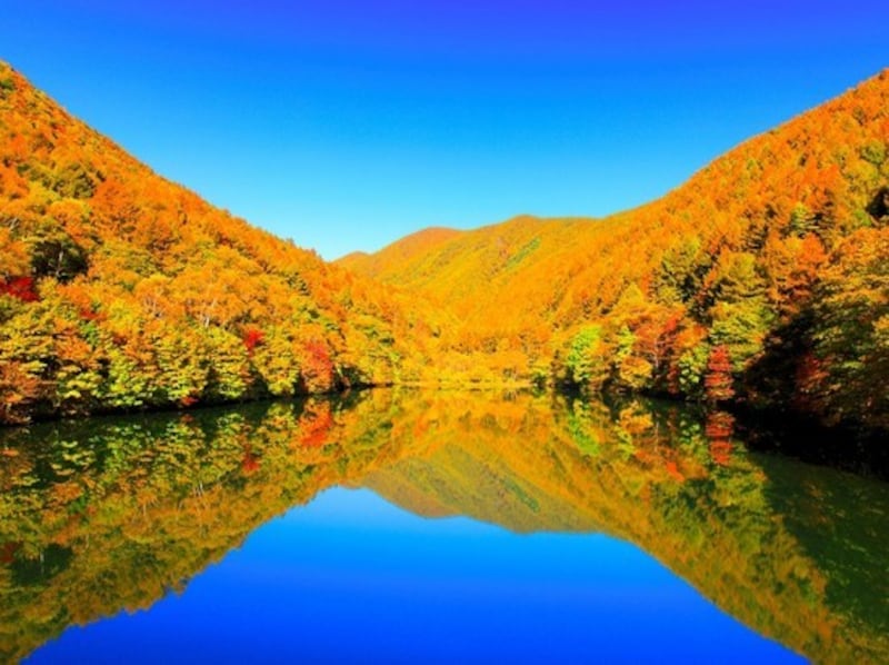 竜ヶ沢湖の紅葉