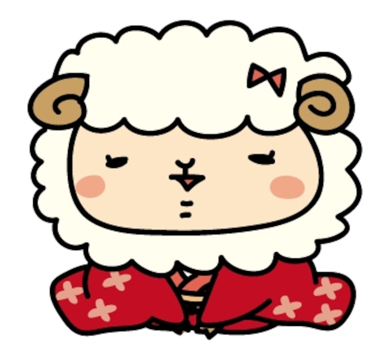 【カラー】着物を着た羊の女の子です。