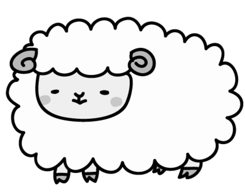【モノクロ】もふもふとした可愛い羊です。