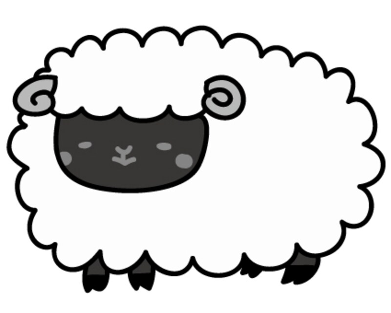 【モノクロ】もふもふとした可愛い黒羊です。