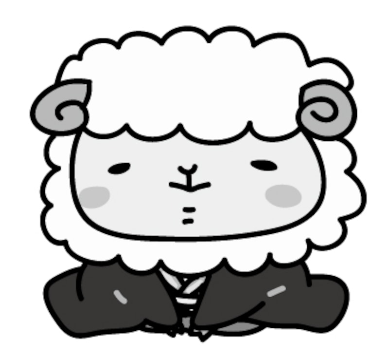 【モノクロ】袴を着た羊の男の子です。