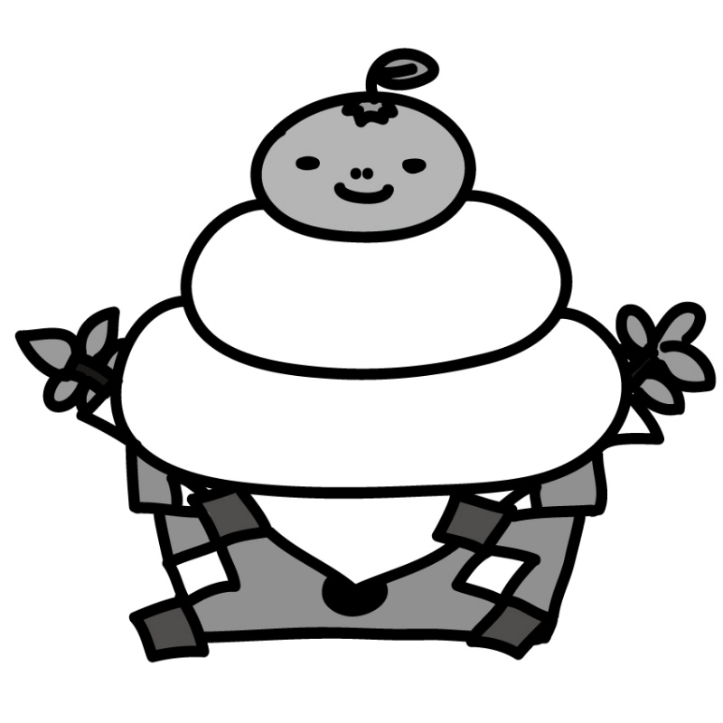 【モノクロ】お正月の定番モチーフ、鏡餅です。