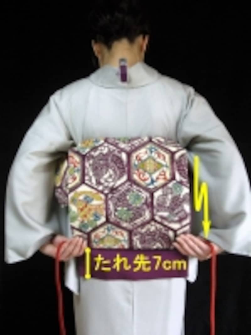 折り上げた部分がお太鼓の部分のボリュームになる