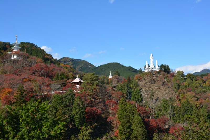 平和観音から見る白雲山鳥居観音の全景