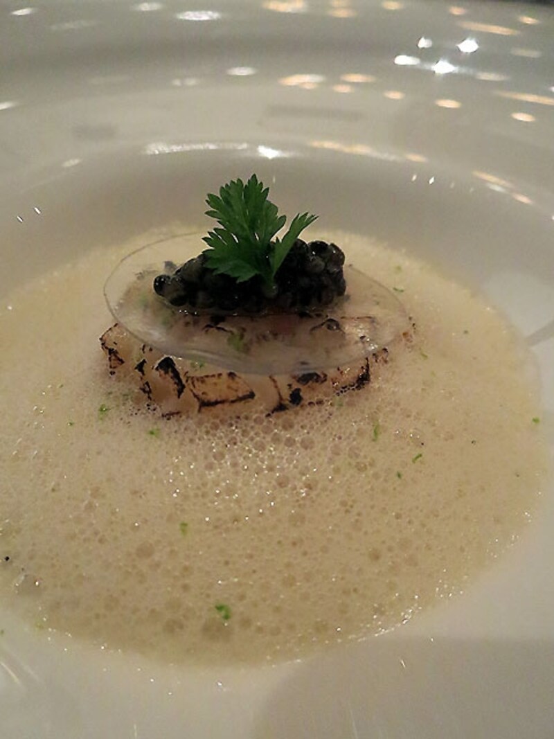 帆立貝を少し温めて ライムとバニラのアンサンブル