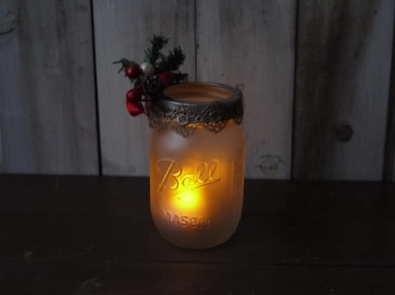 くもりガラス仕上げのメイソンジャー